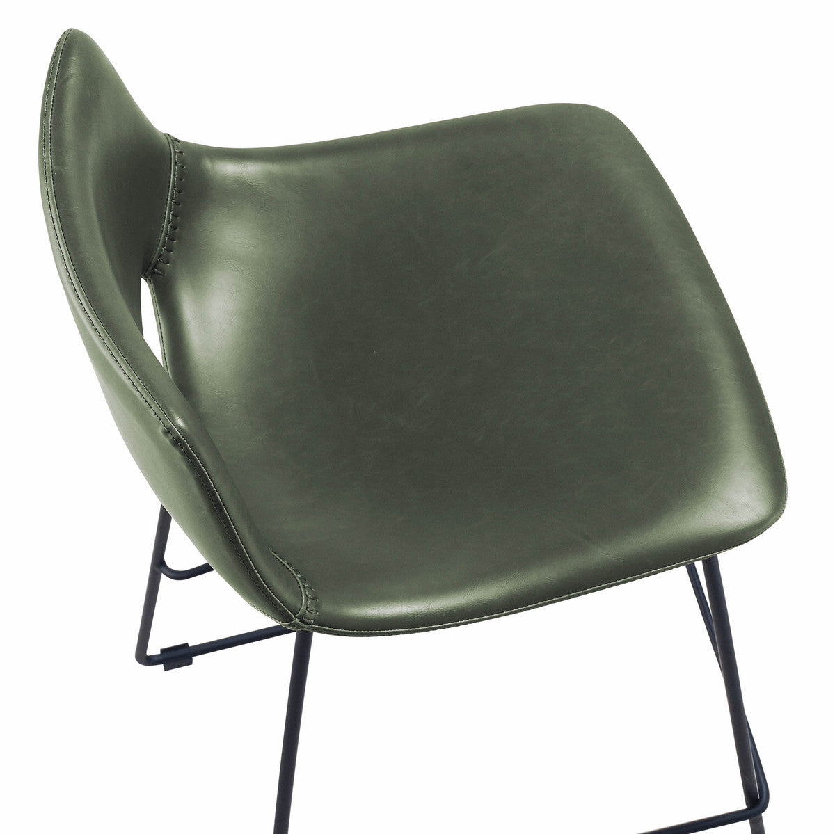 Tabouret de bar de cuisine en similicuir vert style Mid-Century