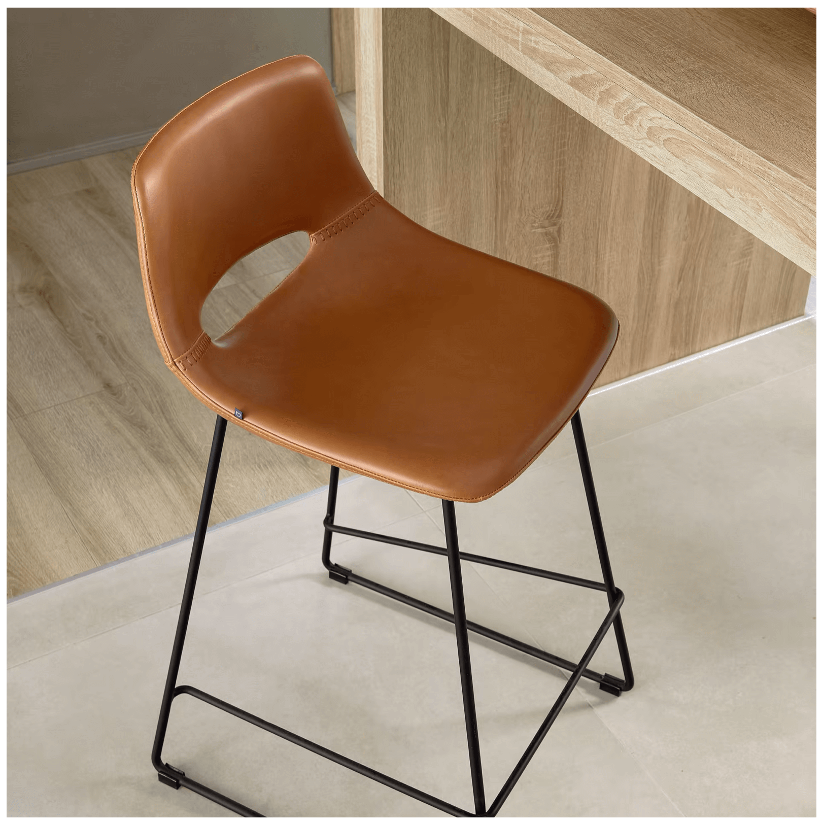 Tabouret de bar de cuisine en similicuir rouille