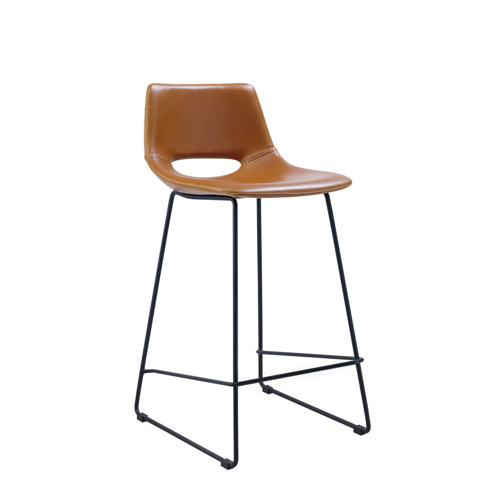 Tabouret de bar de cuisine en similicuir rouille