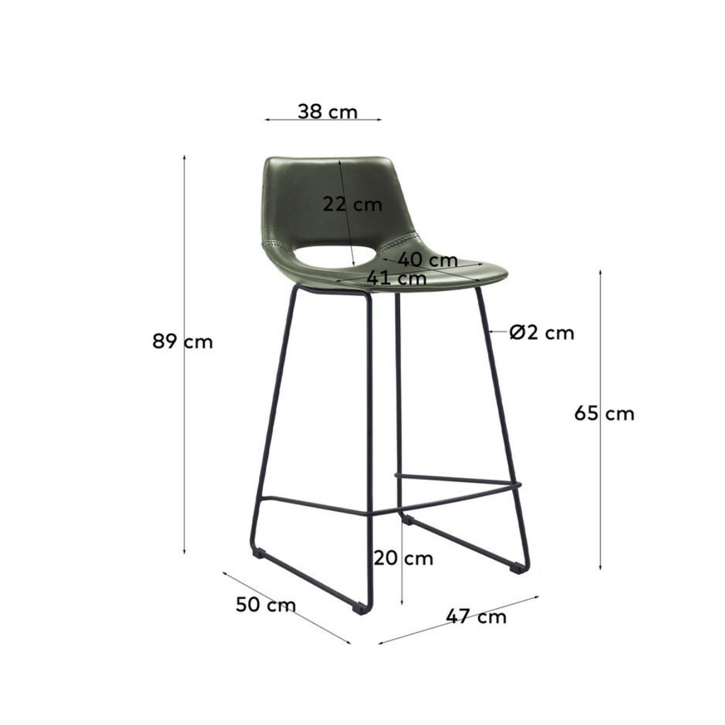 Tabouret de bar de cuisine en similicuir vert style Mid-Century