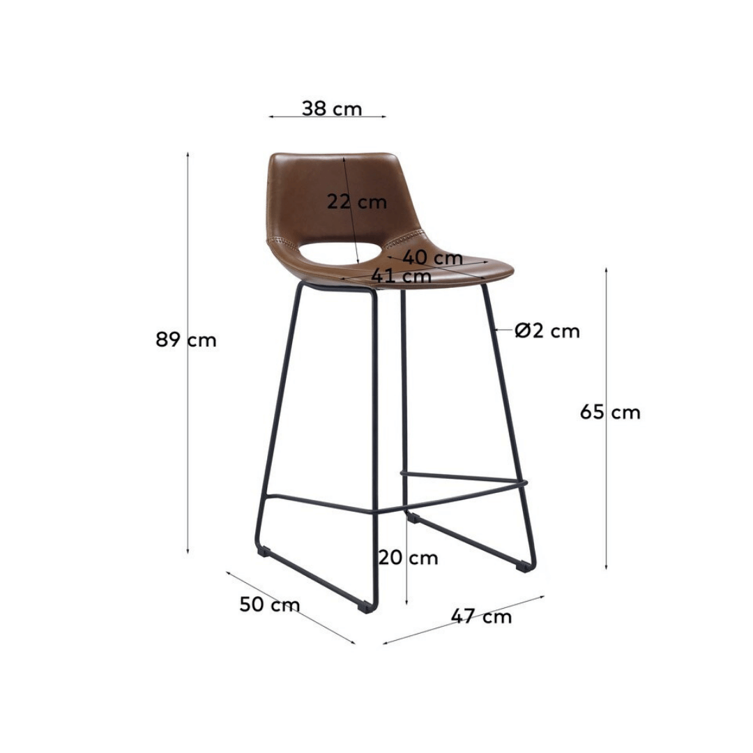 Tabouret de bar de cuisine en similicuir rouille