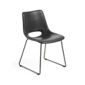 Chaise de salle à manger en similicuir noir de style Mid-Century