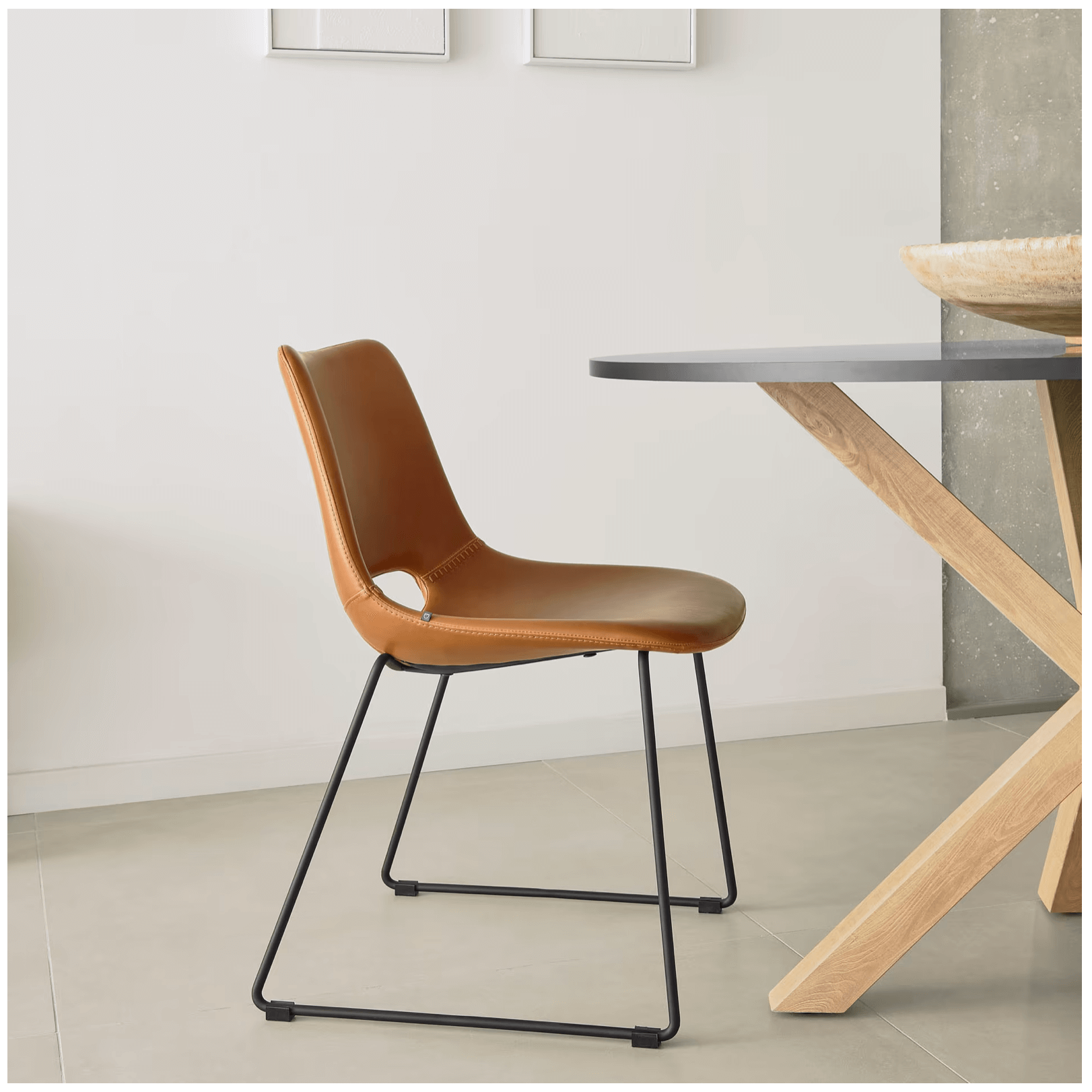 Chaise de salle à manger en similicuir rouille pour salle à manger