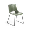 Chaise de salle à manger en similicuir vert style Mid-Century
