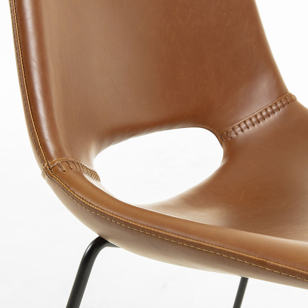Chaise de salle à manger en similicuir rouille pour salle à manger