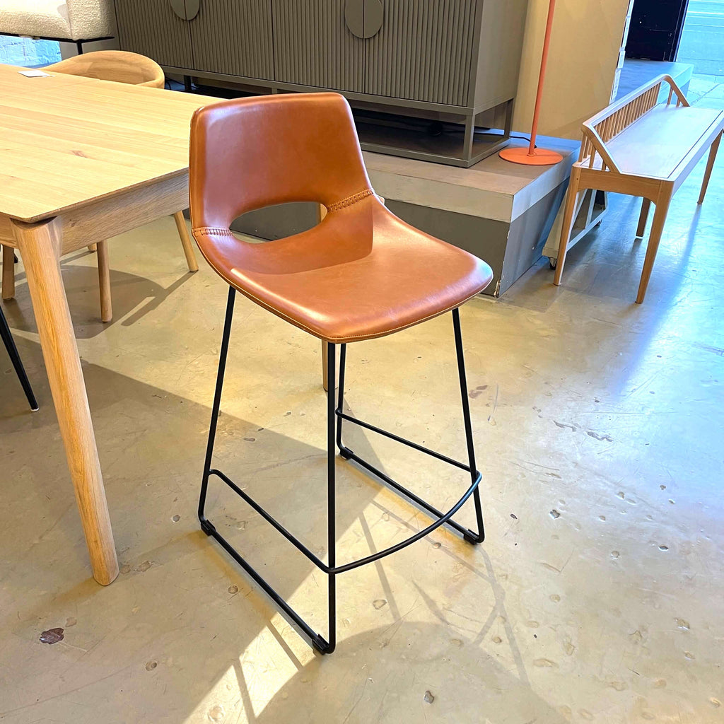 Tabouret de bar de cuisine en similicuir rouille