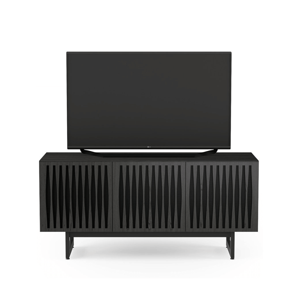 Meuble TV en métal anthracite de style Mid-Century pour salon
