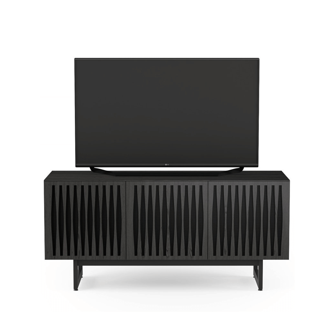 Meuble TV en métal anthracite de style Mid-Century pour salon