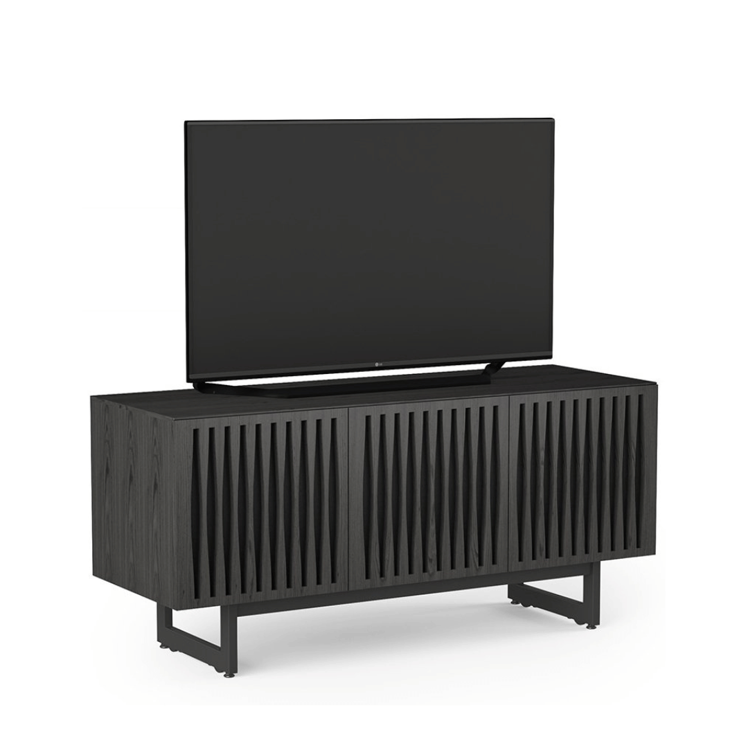 Meuble TV en métal anthracite de style Mid-Century pour salon
