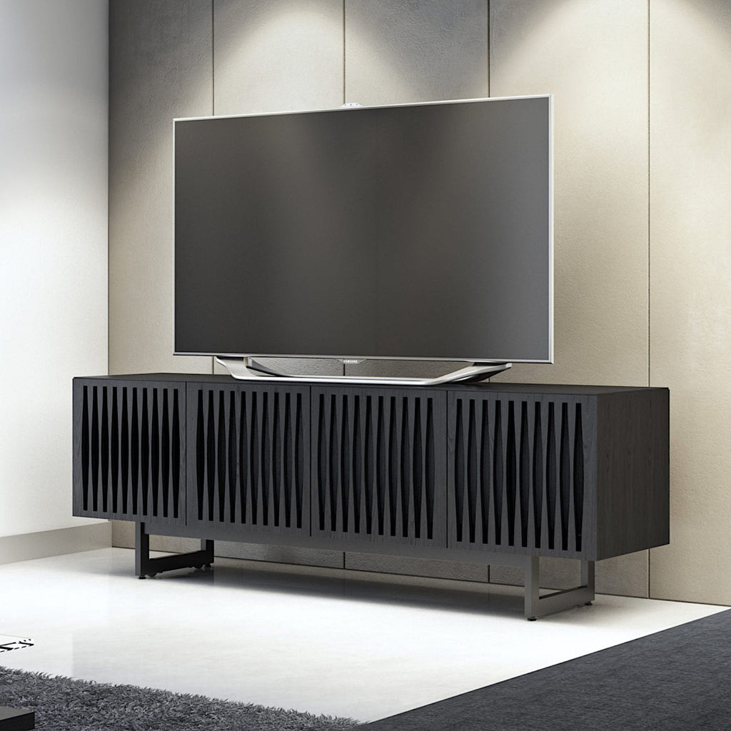 Meuble TV en frêne anthracite de style Mid-Century pour salon