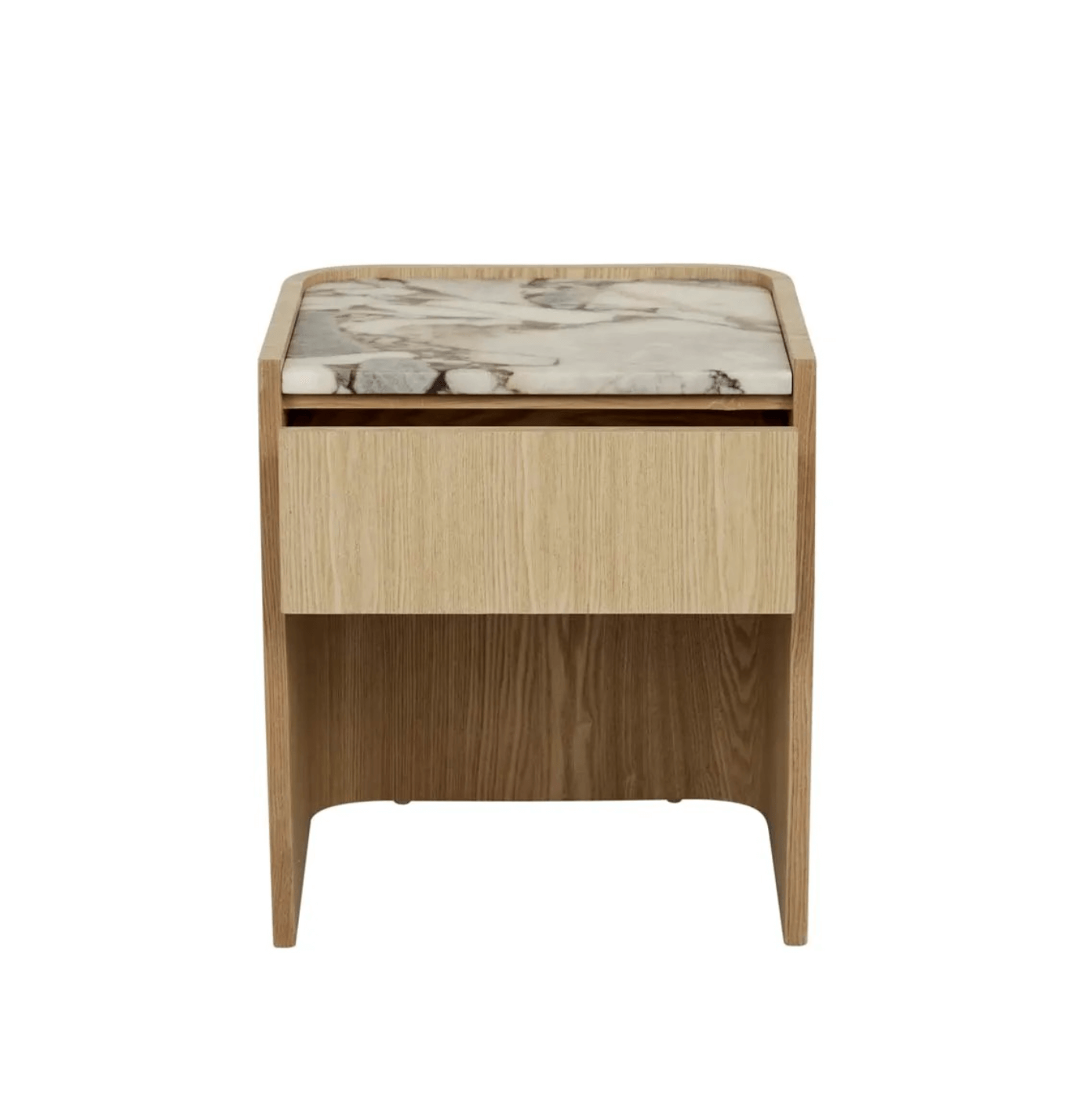 Table de chevet moderne en marbre et frêne naturel pour chambre à coucher