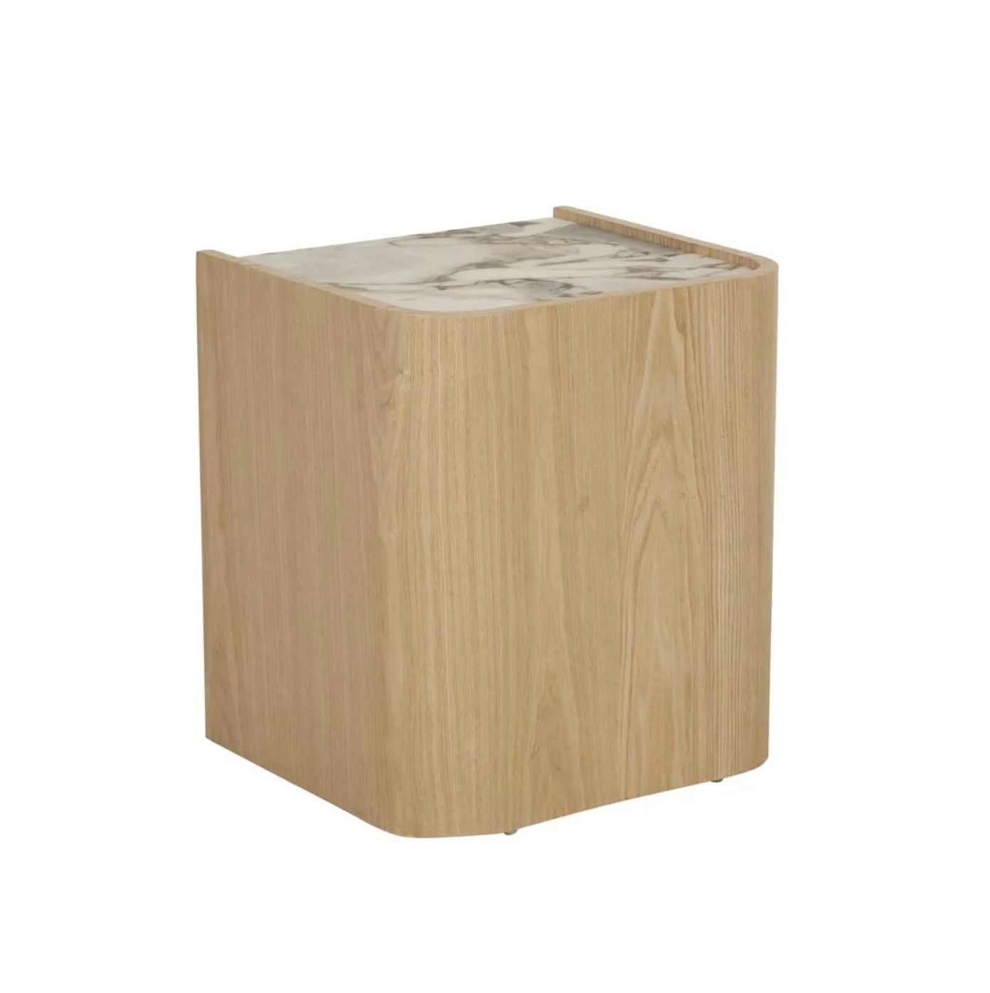 Table de chevet moderne en marbre et frêne naturel pour chambre à coucher
