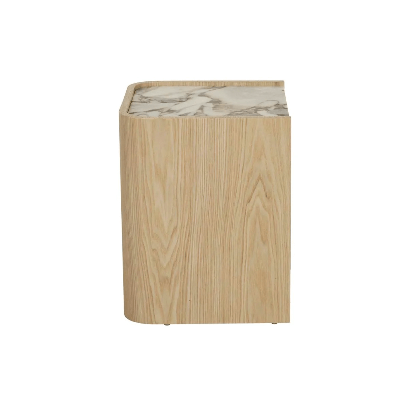 Table de chevet moderne en marbre et frêne naturel pour chambre à coucher