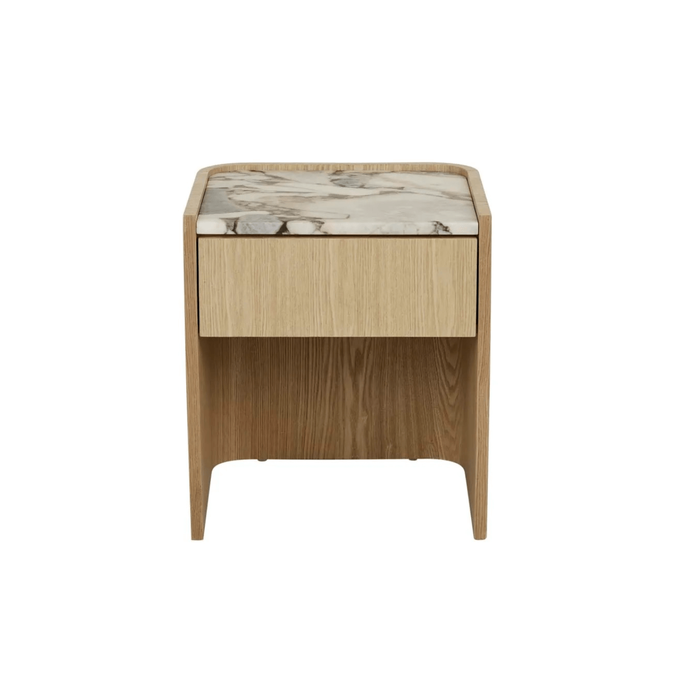 Table de chevet moderne en marbre et frêne naturel pour chambre à coucher