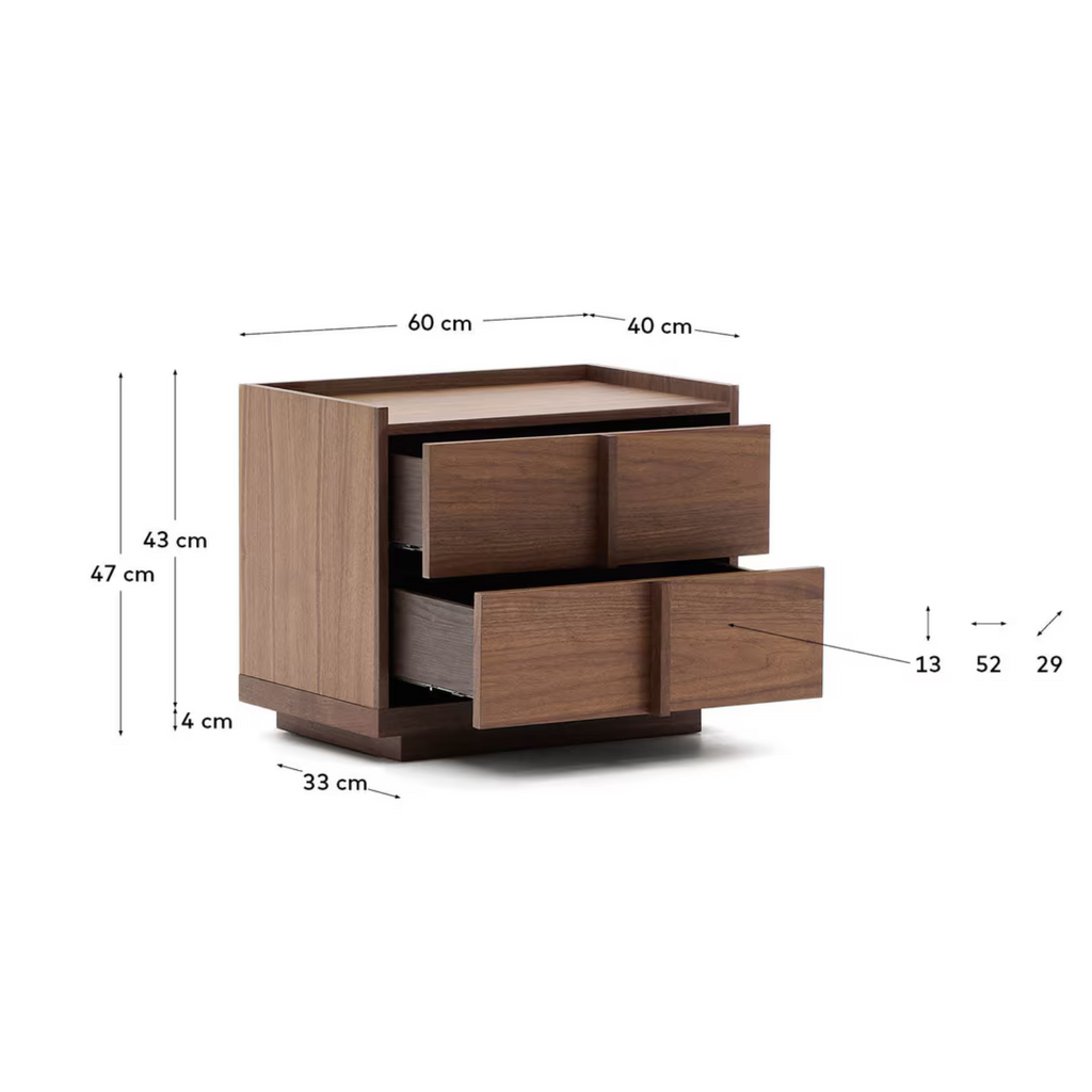 Table de chevet en noyer marron du milieu du siècle pour chambre à coucher