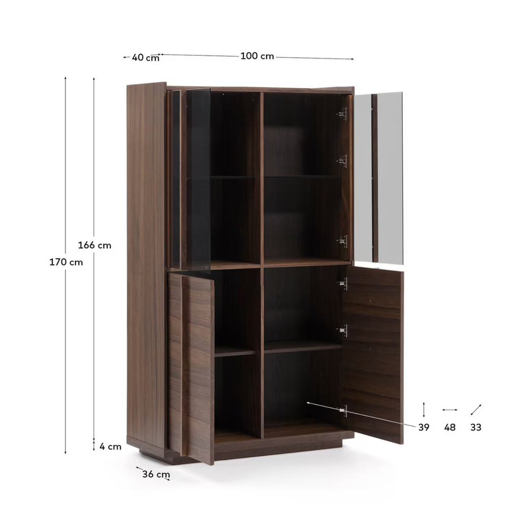 Meuble de rangement en noyer brun de style Mid-Century avec rangement pour le salon