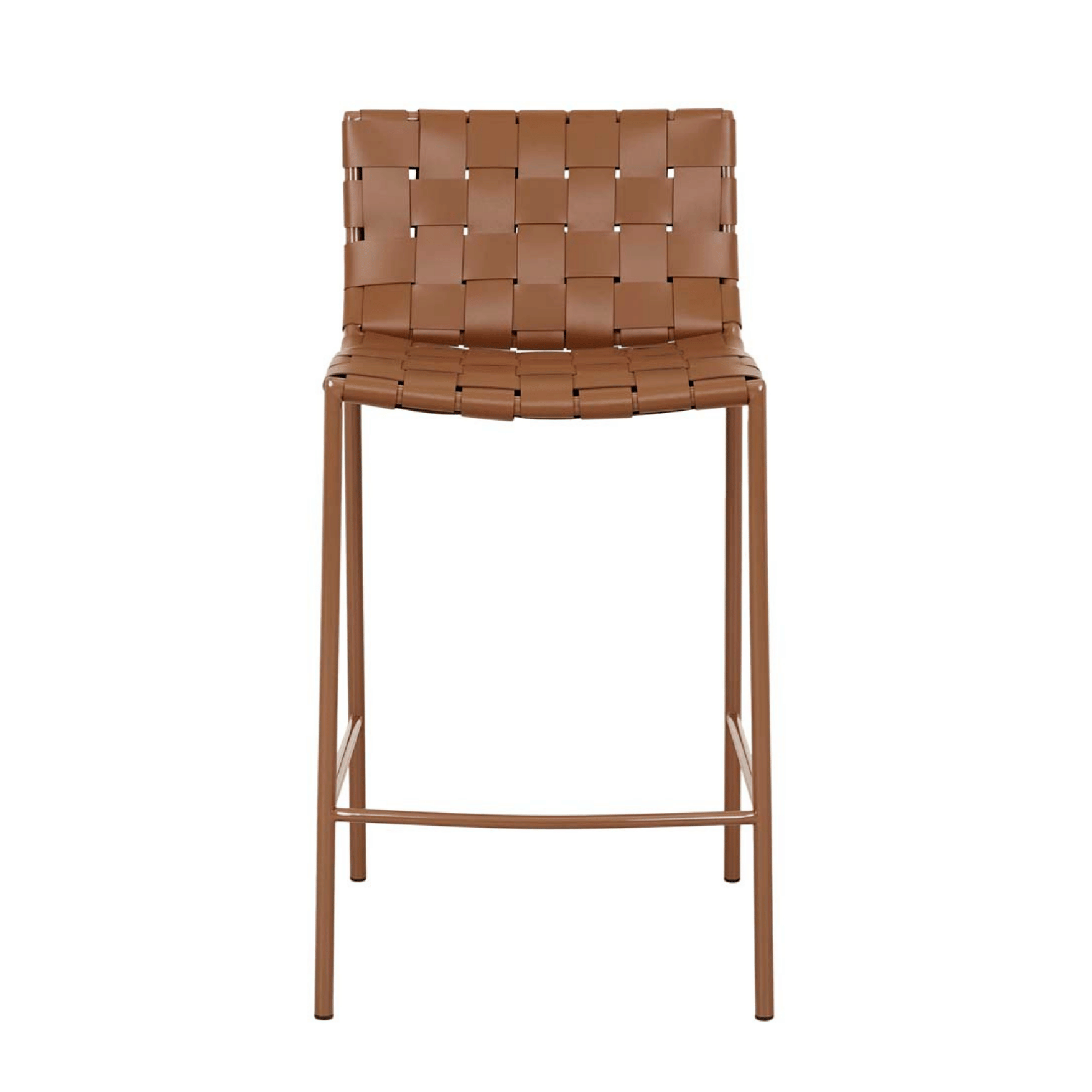 Tabouret de bar mi-siècle en cuir couleur sable avec pieds en métal laqué époxy pour cuisine