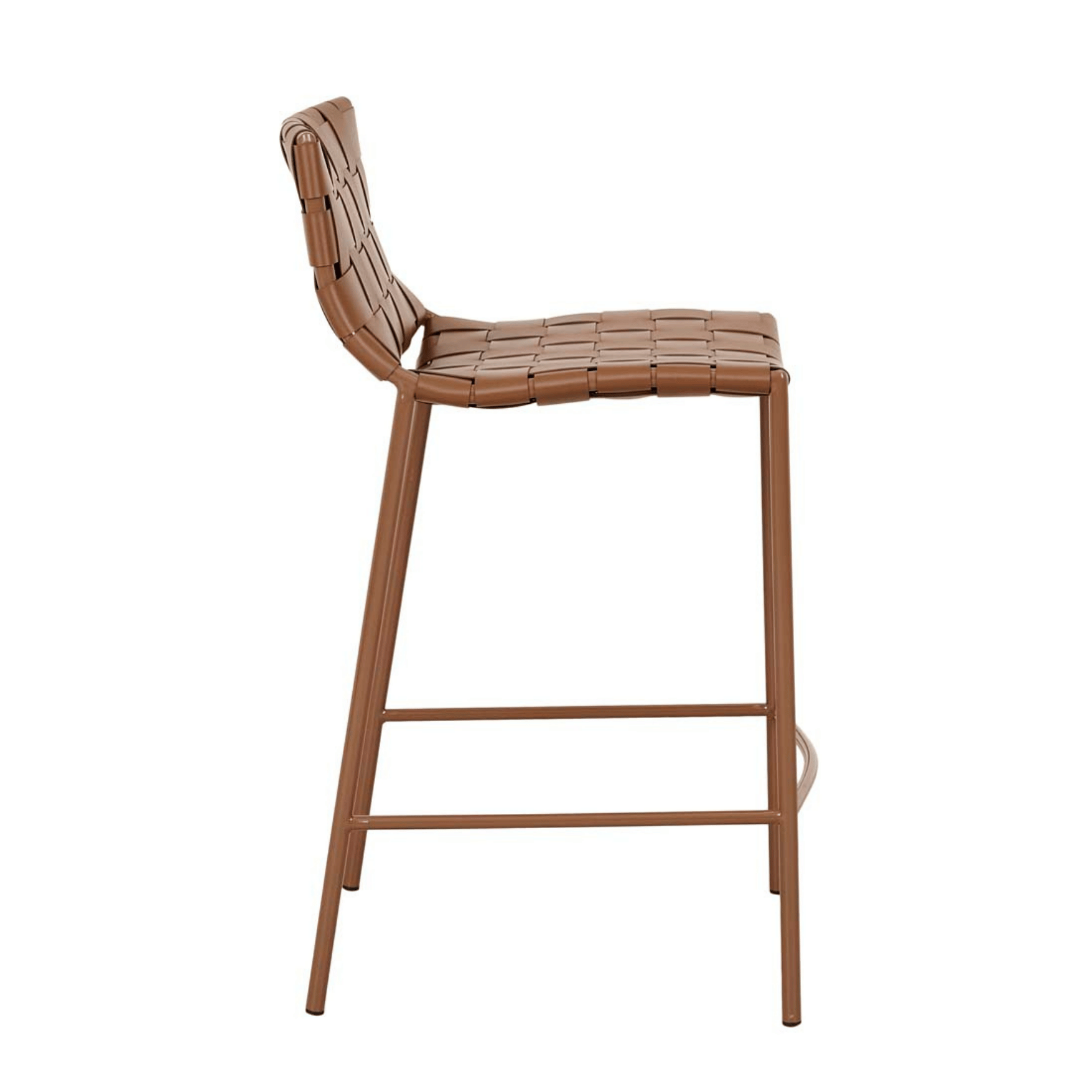 Tabouret de bar mi-siècle en cuir couleur sable avec pieds en métal laqué époxy pour cuisine