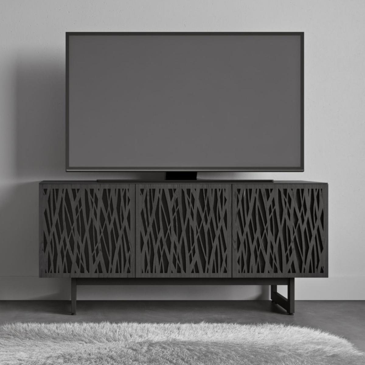 Meuble TV en frêne anthracite pour salon