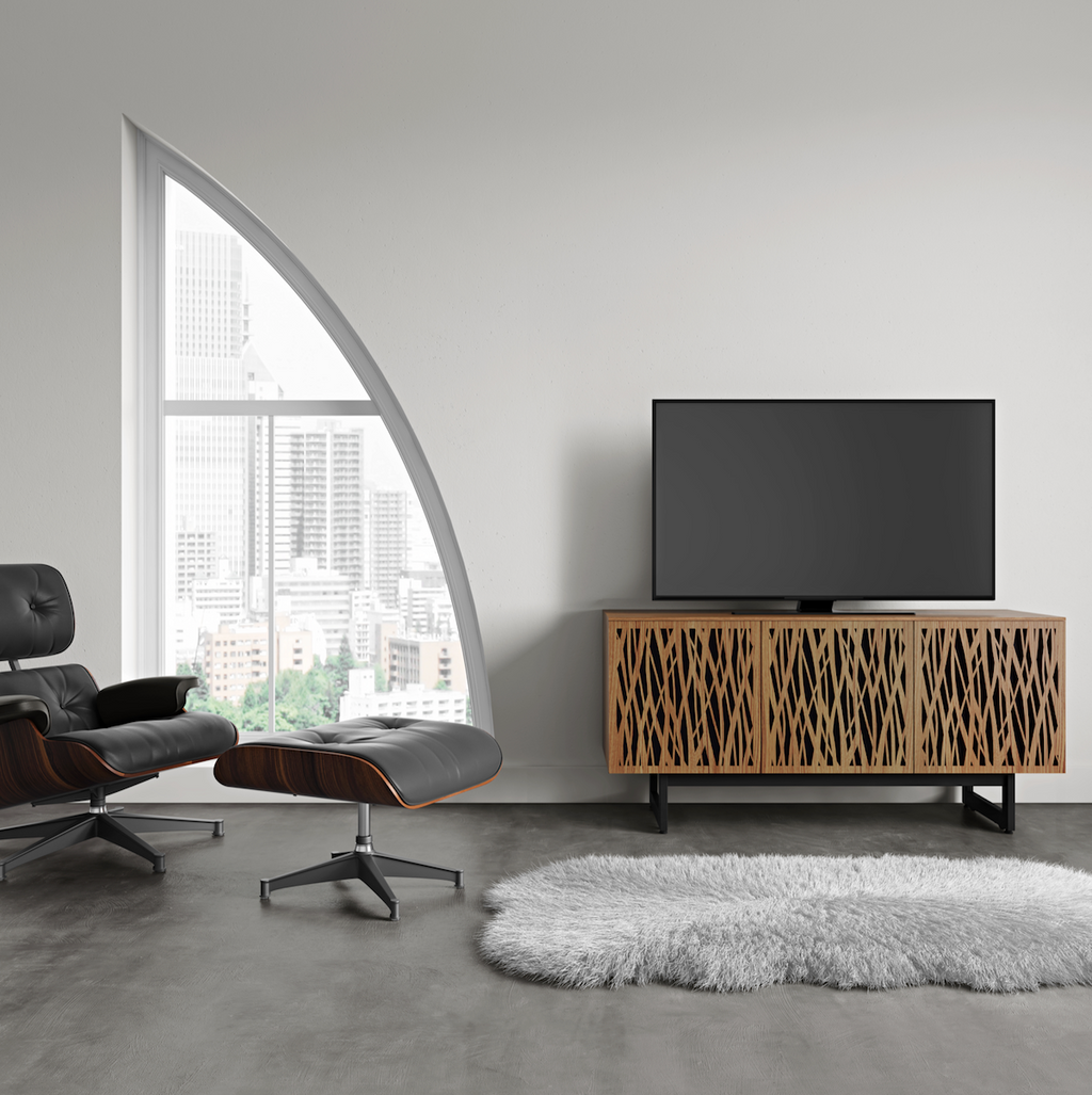 Meuble TV en noyer naturel pour salon