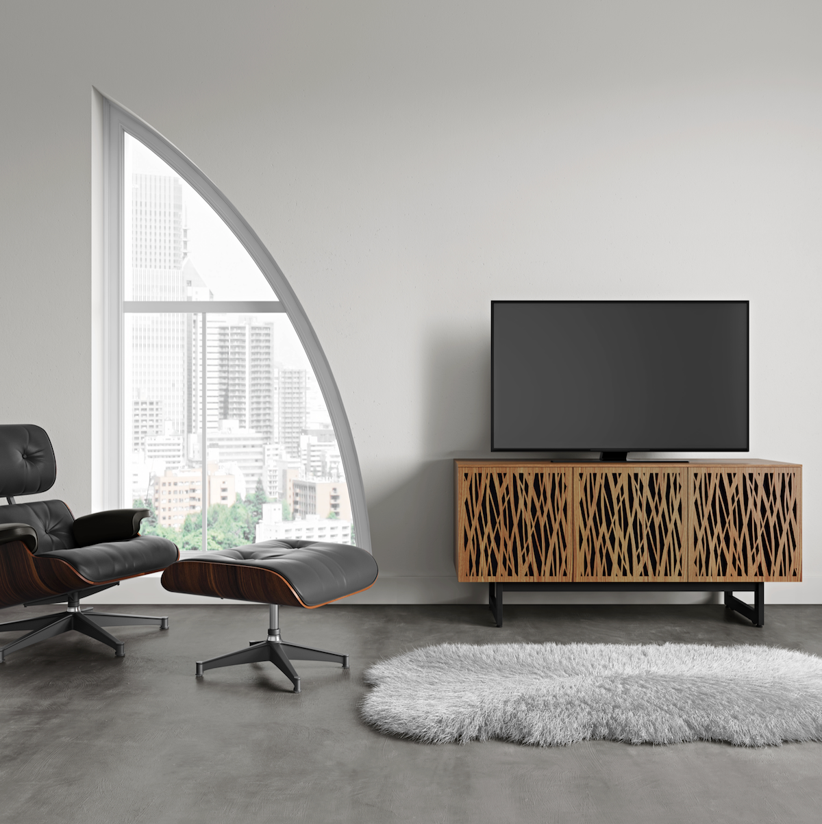 Meuble TV en noyer naturel pour salon