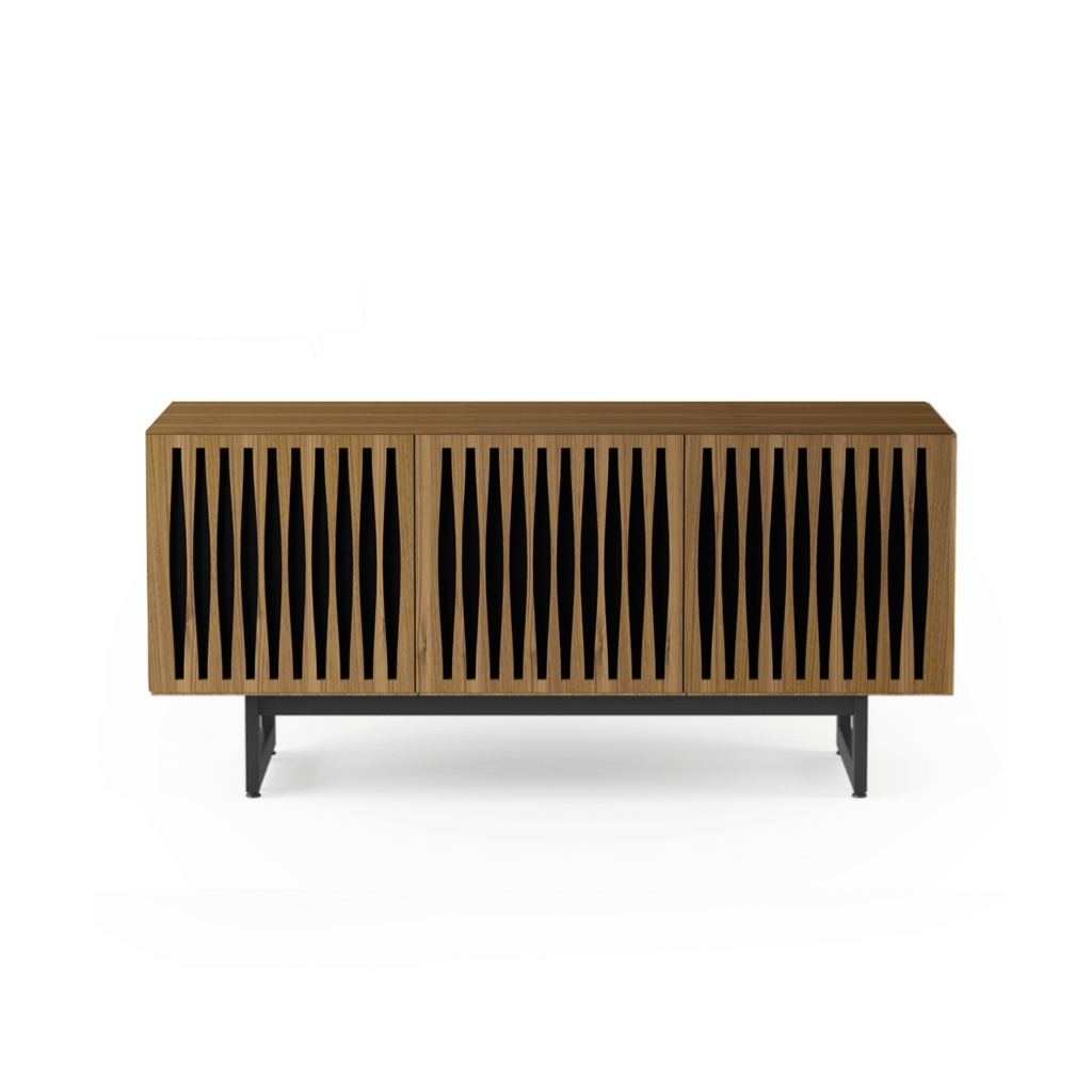 Meuble TV en noyer naturel de style Mid-Century pour salon