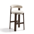 Tabouret de bar en noyer brun Mid-Century avec mousse haute densité et pieds en bois pour cuisine