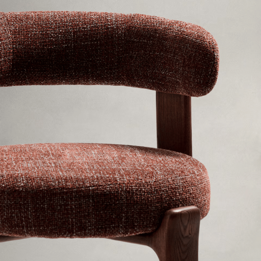 Tabouret de Bar Mid-Century en Brique Noyer avec Mousse Haute Densité et Pieds en Bois pour Cuisine