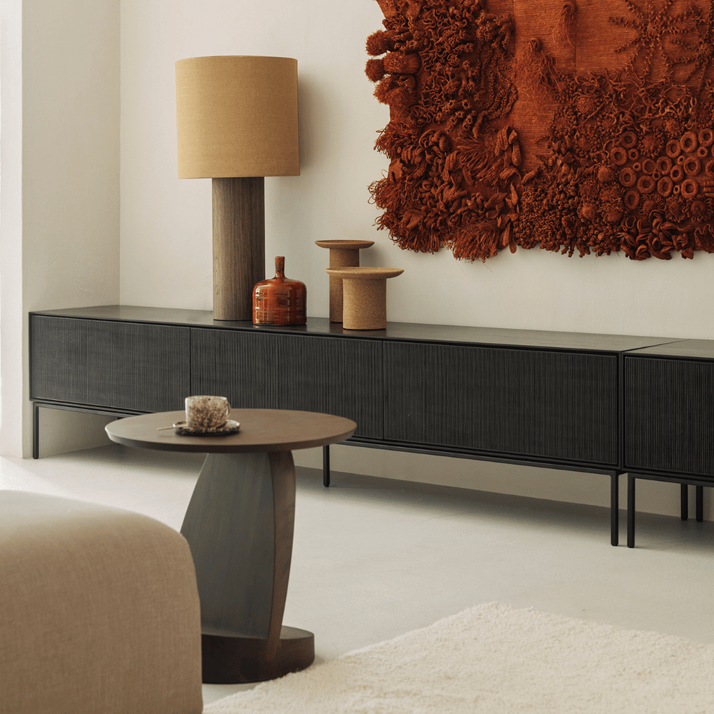Meuble TV moderne en métal noir pour salon