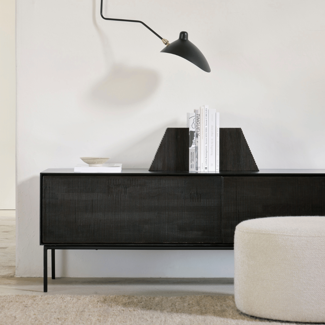 Meuble TV moderne noir en métal pour le salon