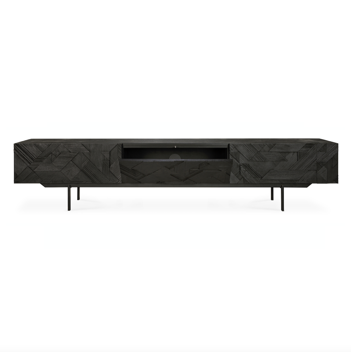 Meuble TV moderne noir en métal pour salon