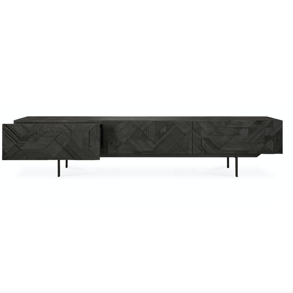 Meuble TV moderne noir en métal pour salon