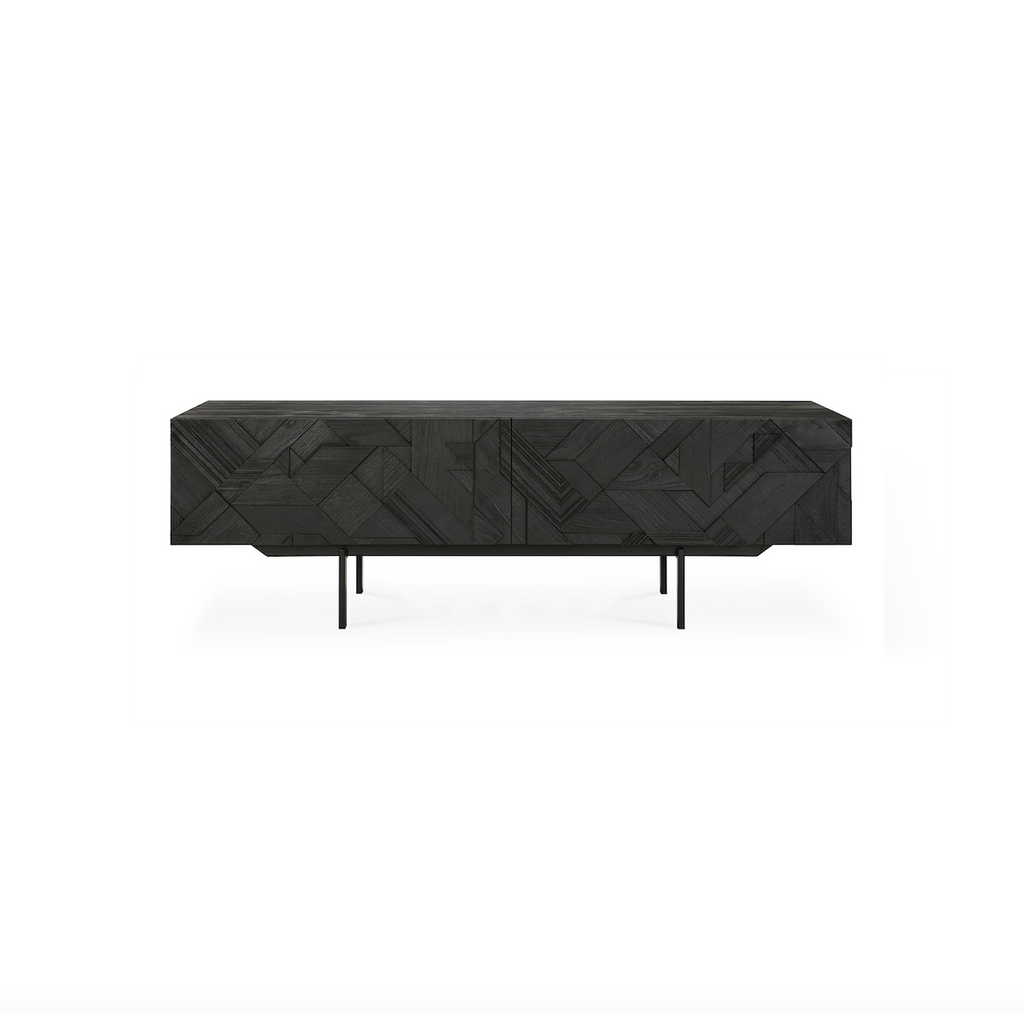 Meuble TV moderne en métal noir pour salon