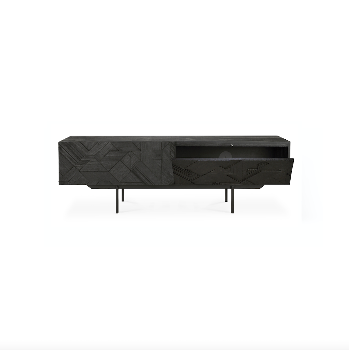 Meuble TV moderne en métal noir pour salon