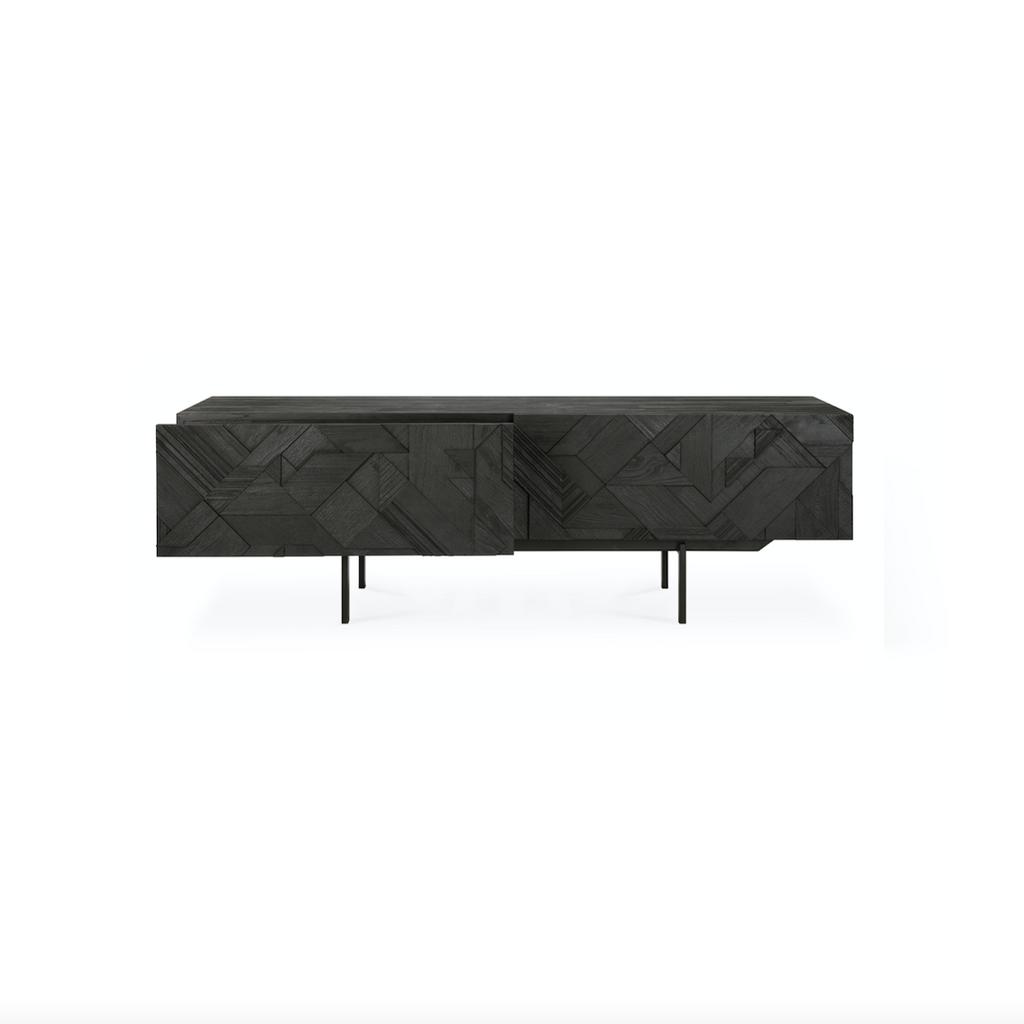 Meuble TV moderne en métal noir pour salon