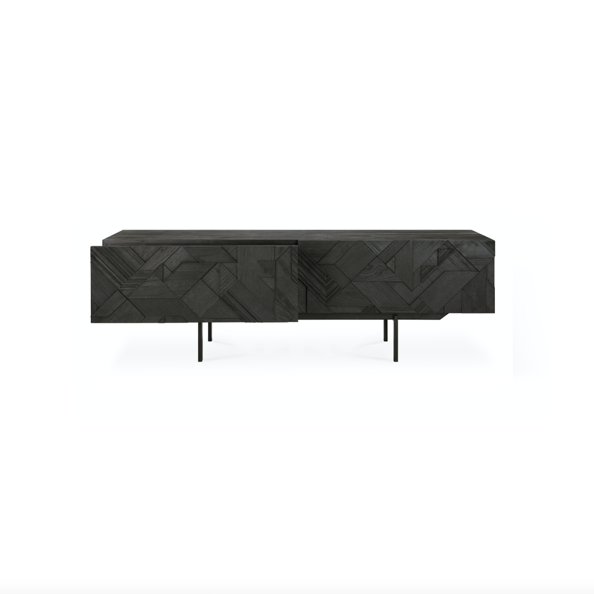 Meuble TV moderne en métal noir pour salon