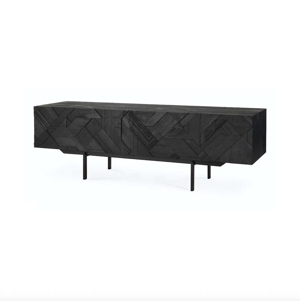 Meuble TV moderne en métal noir pour salon