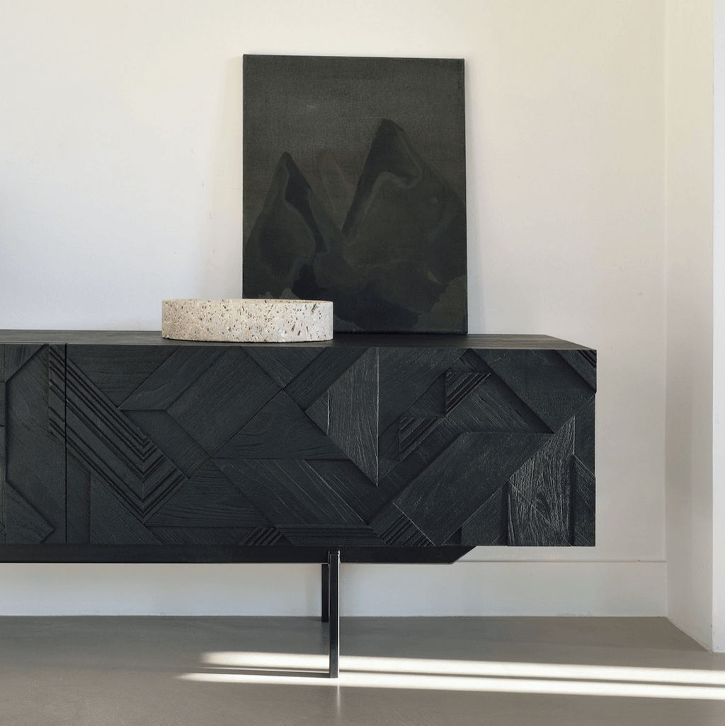 Meuble TV moderne en métal noir pour salon