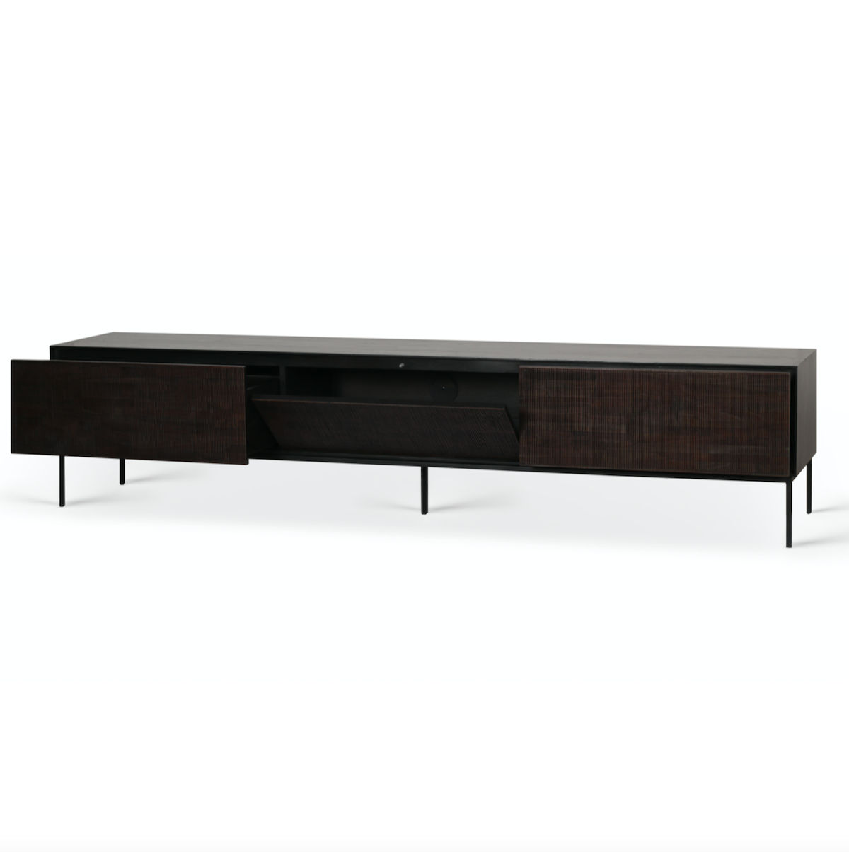 Meuble TV moderne en métal noir pour salon