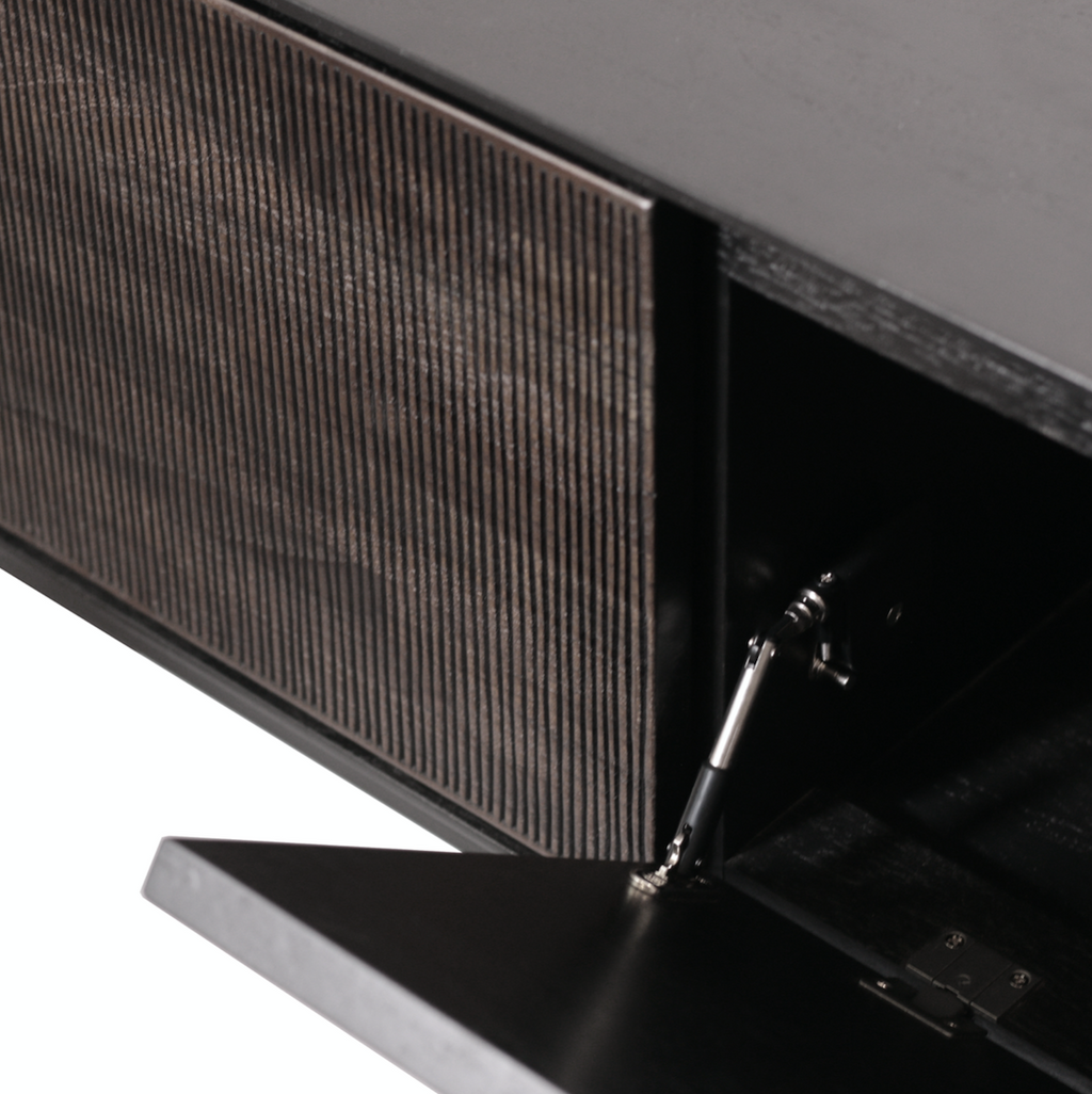 Meuble TV moderne en métal noir pour salon