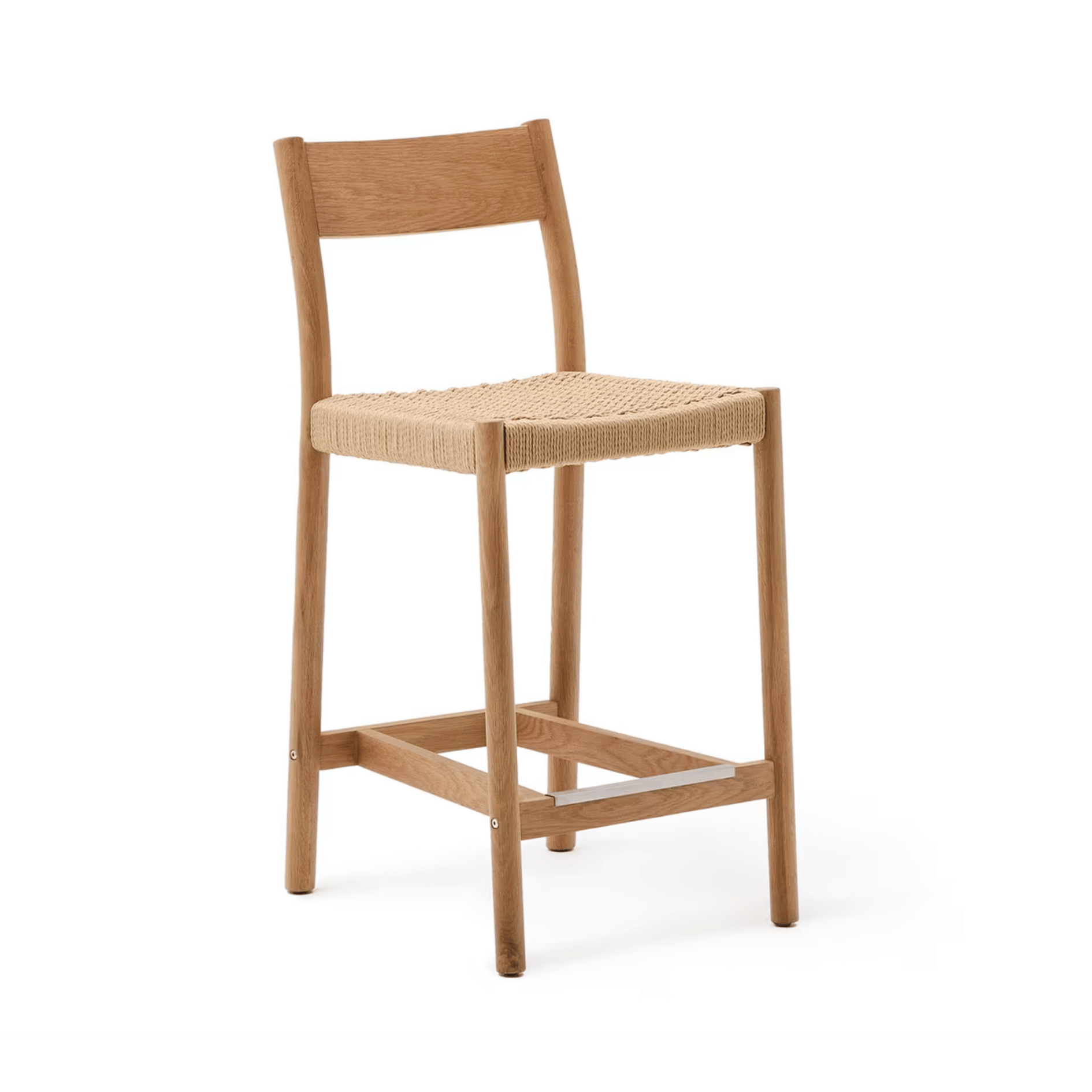 Tabouret de bar rustique en chêne naturel avec dossier incurvé pour la cuisine
