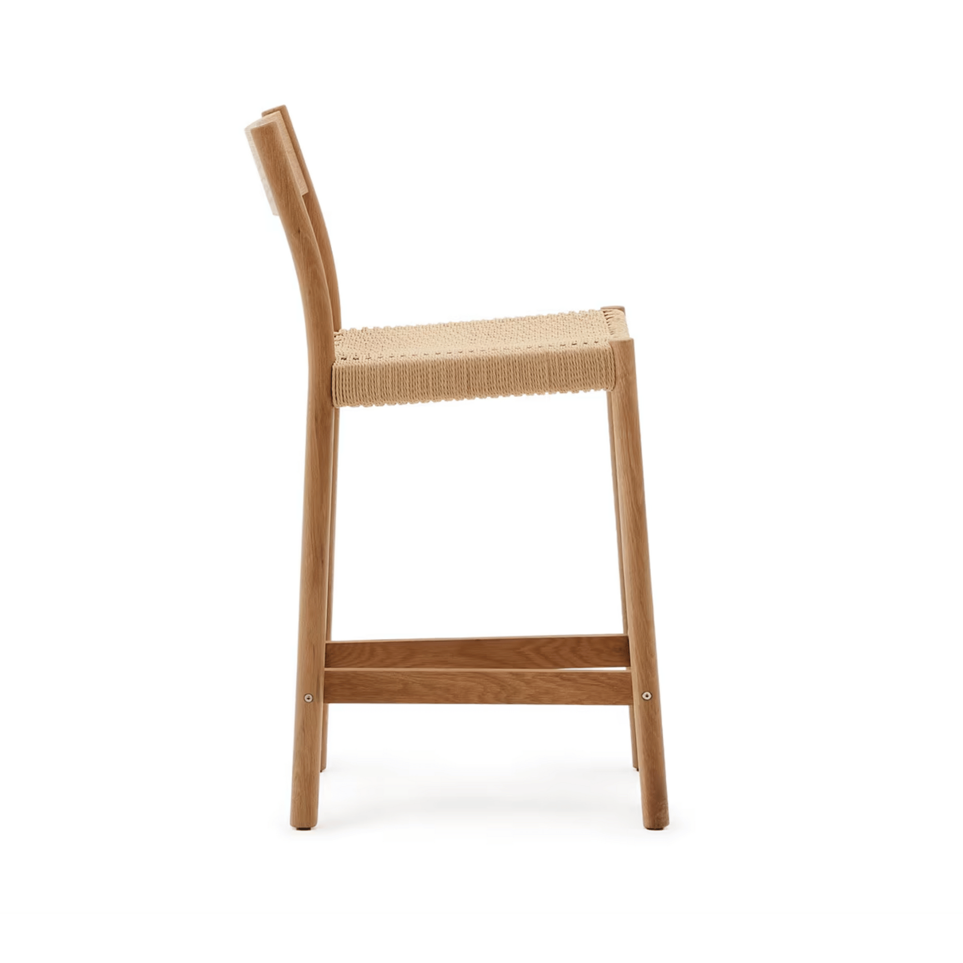 Tabouret de bar rustique en chêne naturel avec dossier incurvé pour la cuisine