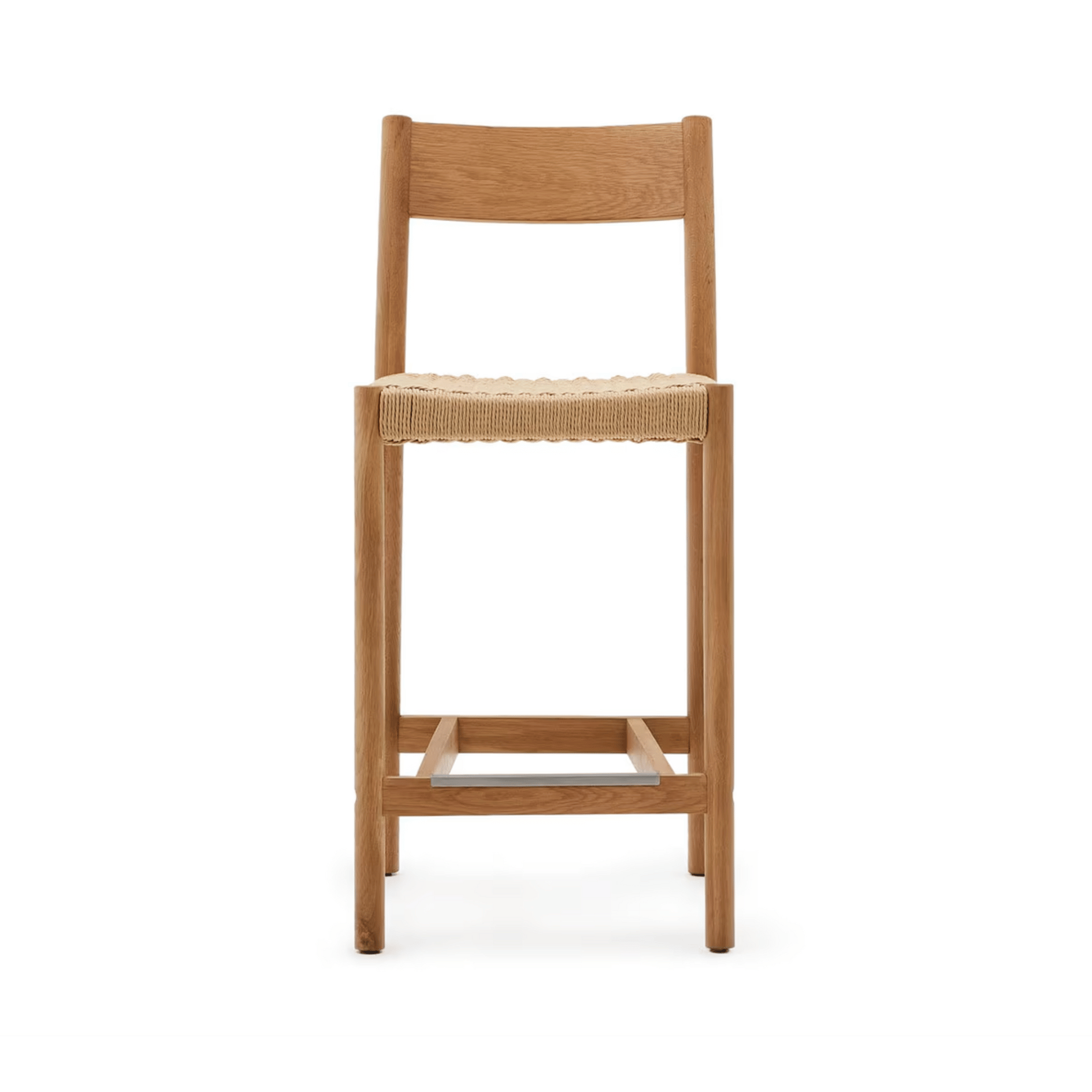 Tabouret de bar rustique en chêne naturel avec dossier incurvé pour la cuisine