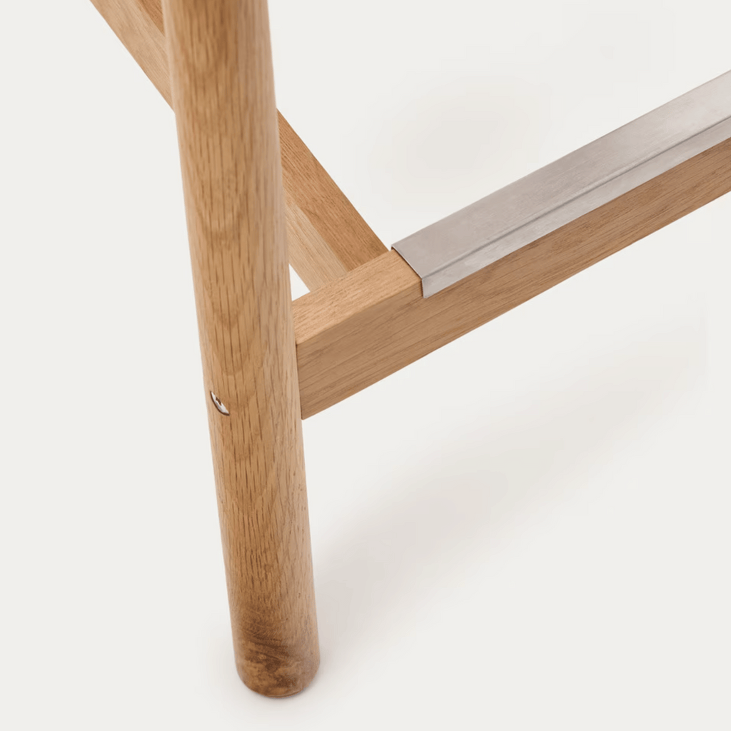 Tabouret de bar rustique en chêne naturel avec dossier incurvé pour la cuisine