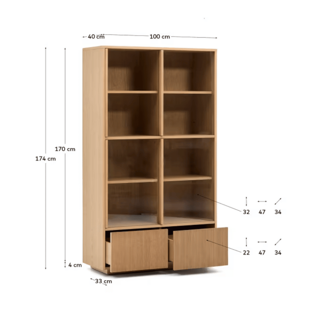 Meuble de rangement moderne en chêne avec rangement pour salon