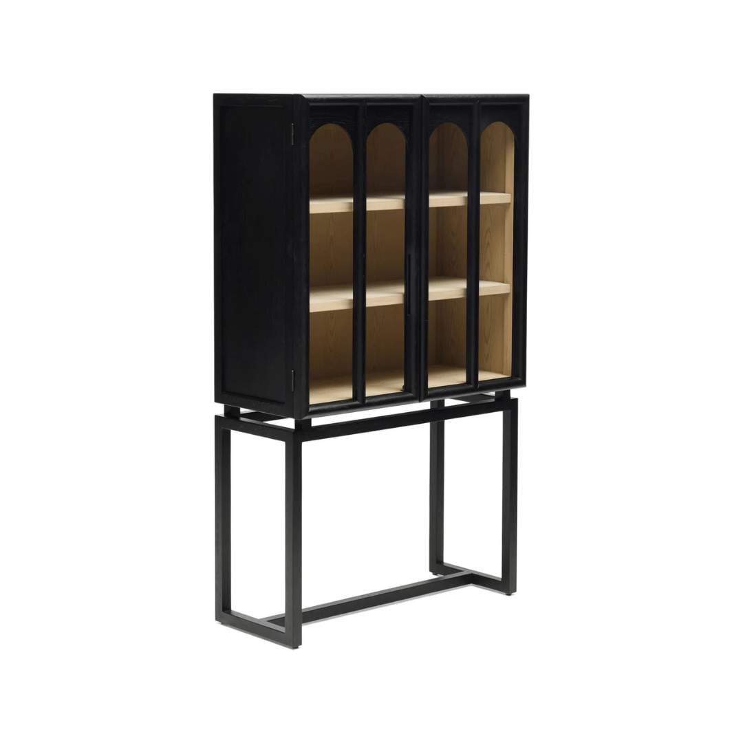 Meuble de rangement moderne en chêne noir avec rangement pour bureau