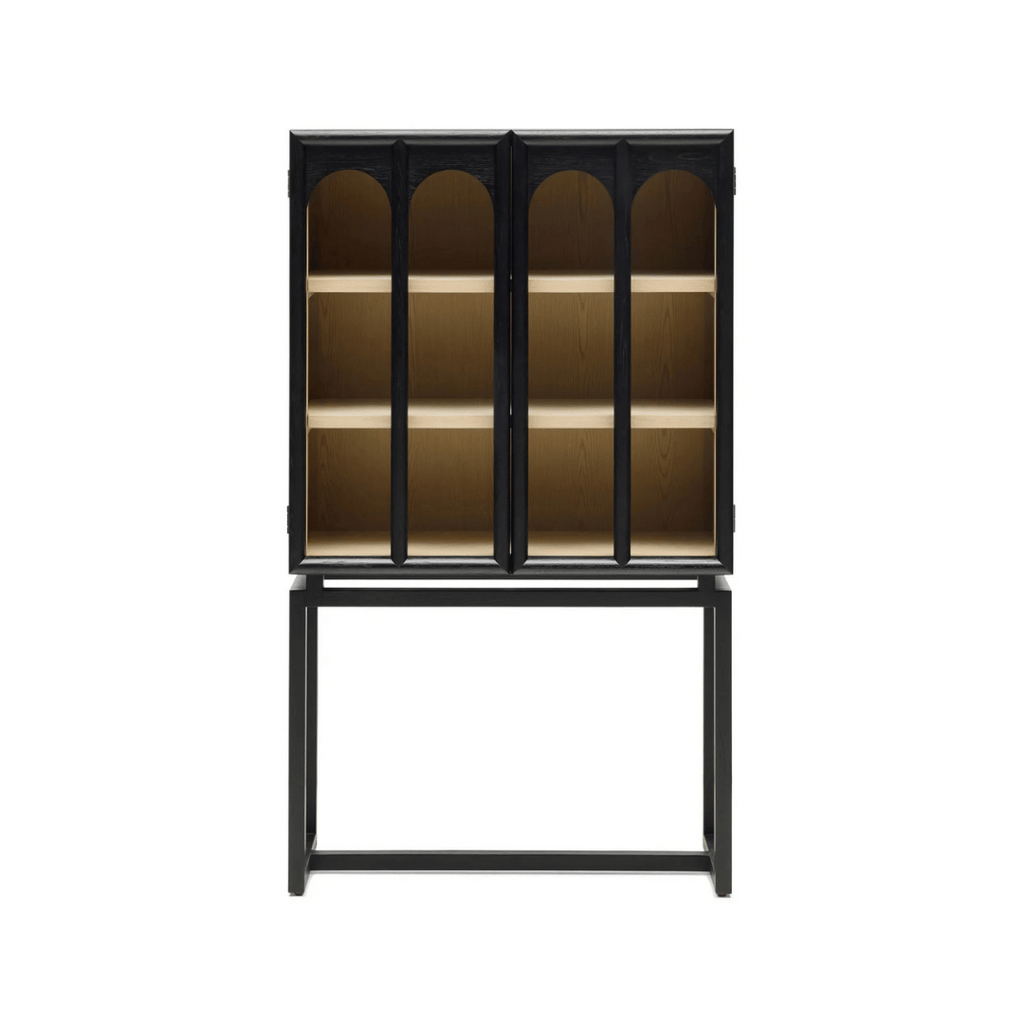 Meuble de rangement moderne en chêne noir avec rangement pour bureau