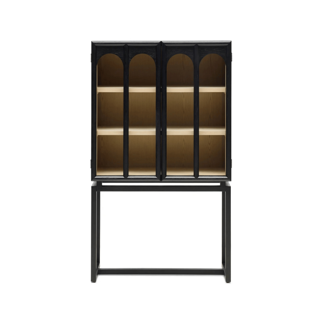 Meuble de rangement moderne en chêne noir avec rangement pour bureau