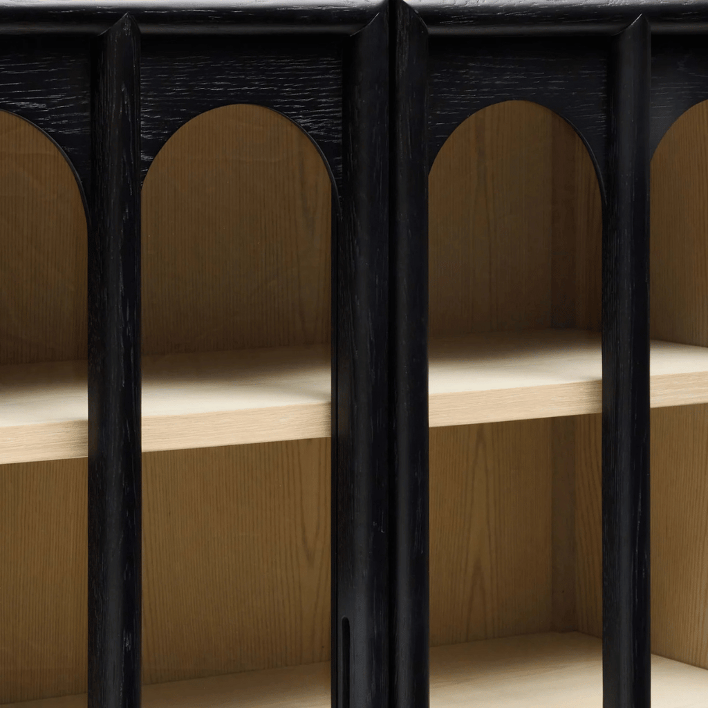 Meuble de rangement moderne en chêne noir avec rangement pour bureau