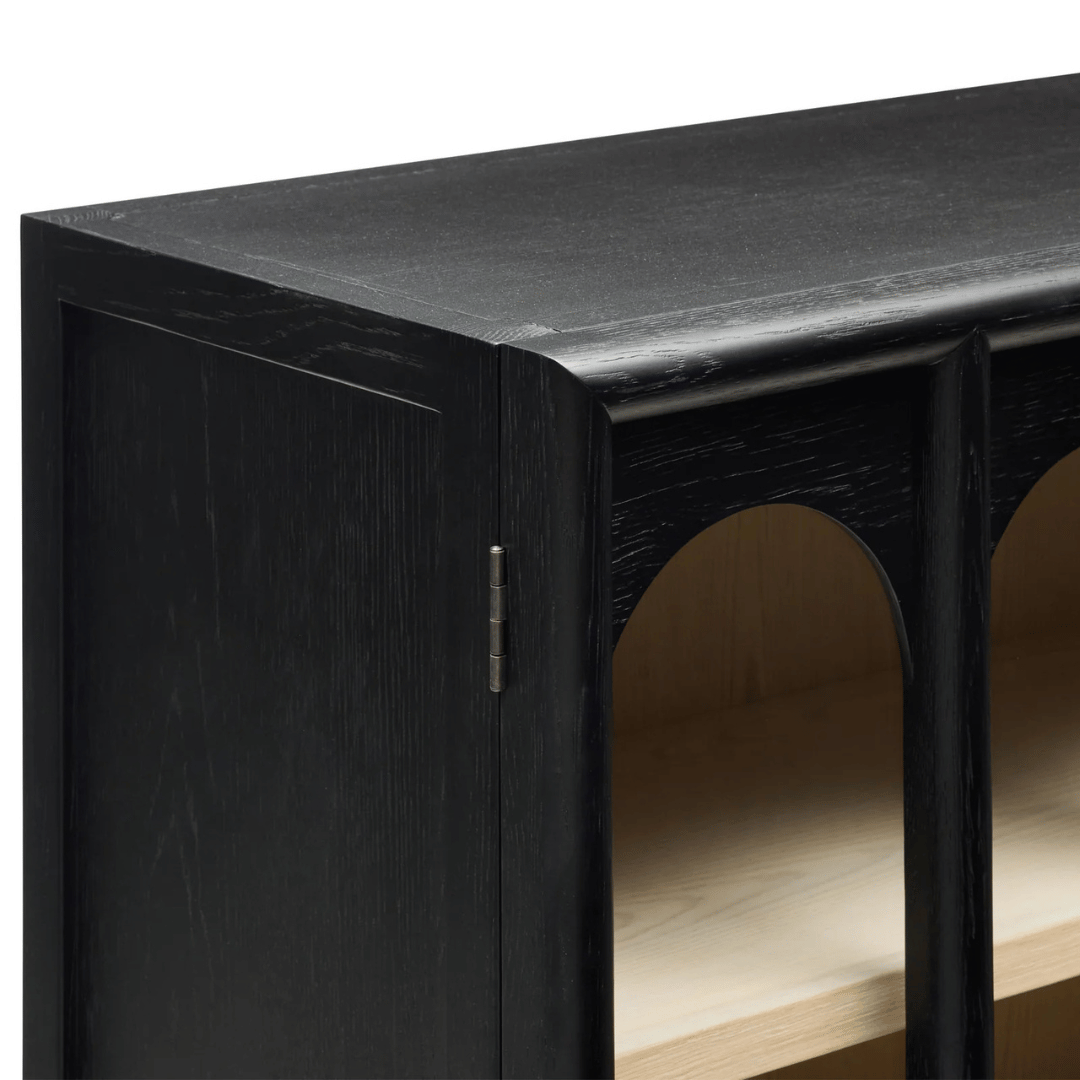 Meuble de rangement moderne en chêne noir avec rangement pour bureau